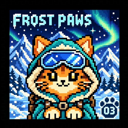 Frost Paws stamp — StampCat on frozen mountain peaks